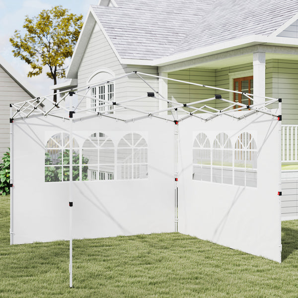 Parois latérales de Rechange Barnum tonnelle 3 x 3 ou 3 x 6 m 2 pièces 2 Grandes fenêtres Blanc