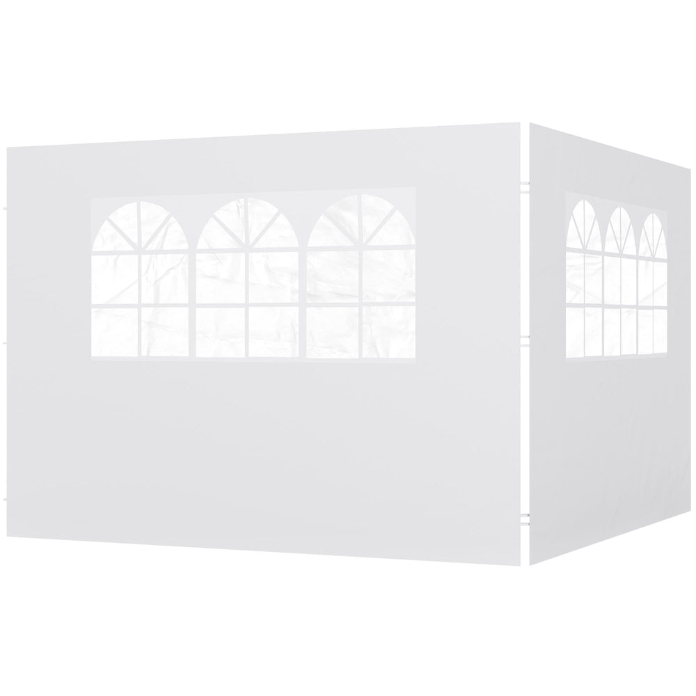 Parois latérales de Rechange Barnum tonnelle 3 x 3 ou 3 x 6 m 2 pièces 2 Grandes fenêtres Blanc