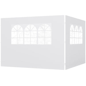 Parois latérales de Rechange Barnum tonnelle 3 x 3 ou 3 x 6 m 2 pièces 2 Grandes fenêtres Blanc