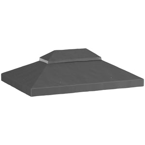 Toile de rechange pour pavillon toile de tonnelle 4 x 3 m, toit double avec trous de drainage, polyester haute densité 370 g/m², protection solaire UPF30+, TOILE INCLUS UNIQUEMENT, gris foncé