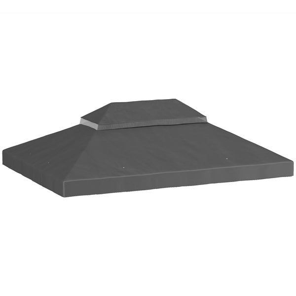 Toile de rechange pour pavillon toile de tonnelle 4 x 3 m, toit double avec trous de drainage, polyester haute densité 370 g/m², protection solaire UPF30+, TOILE INCLUS UNIQUEMENT, gris foncé