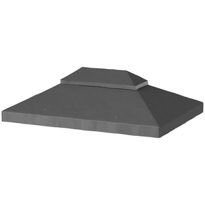 Toile de rechange pour pavillon toile de tonnelle 4 x 3 m, toit double avec trous de drainage, polyester haute densité 370 g/m², protection solaire UPF30+, TOILE INCLUS UNIQUEMENT, gris foncé