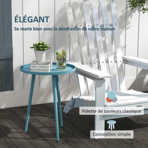 Table basse de jardin ronde, table d'appoint extérieur avec bord rond en acier, dim. Ø40 x 50H cm bleu