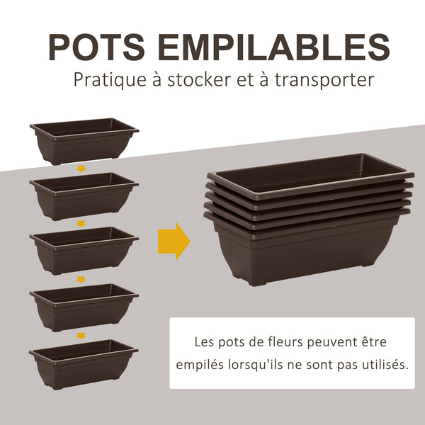 Jardinière surélevée avec étages, jardinière verticale avec 5 bacs à fleurs, trous de drainage avec bouchons en caoutchouc, escalier pour plantes, légumes, herbes, cadre en acier, marron