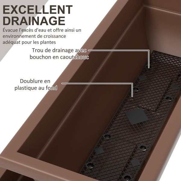 Jardinière surélevée avec étages, jardinière verticale avec 5 bacs à fleurs, trous de drainage avec bouchons en caoutchouc, escalier pour plantes, légumes, herbes, cadre en acier, marron