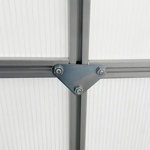 Serre de Jardin en Polycarbonate 7,1 m² dim. 1,9L x 3,75l x 1,99 m avec Fondation, Lucarne réglable, Porte coulissante - Argent et Transparent