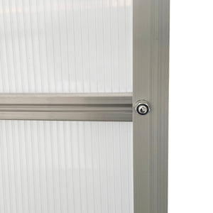 Serre de Jardin en Polycarbonate 7,1 m² dim. 1,9L x 3,75l x 1,99 m avec Fondation, Lucarne réglable, Porte coulissante - Argent et Transparent
