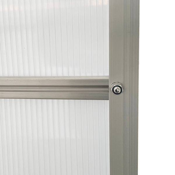 Serre de Jardin en Polycarbonate 7,1 m² dim. 1,9L x 3,75l x 1,99 m avec Fondation, Lucarne réglable, Porte coulissante - Argent et Transparent