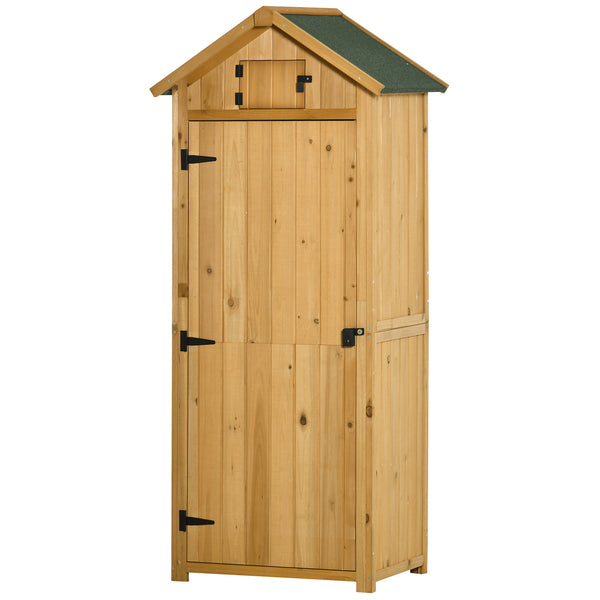 Armoire de jardin extérieur abri de jardin en bois abri pour outils 3 étagères 2 Portes loquets Toit Pente bitumé rangement et stockage extérieurs pour terrasse 77 x 54 x 179 cm jaune