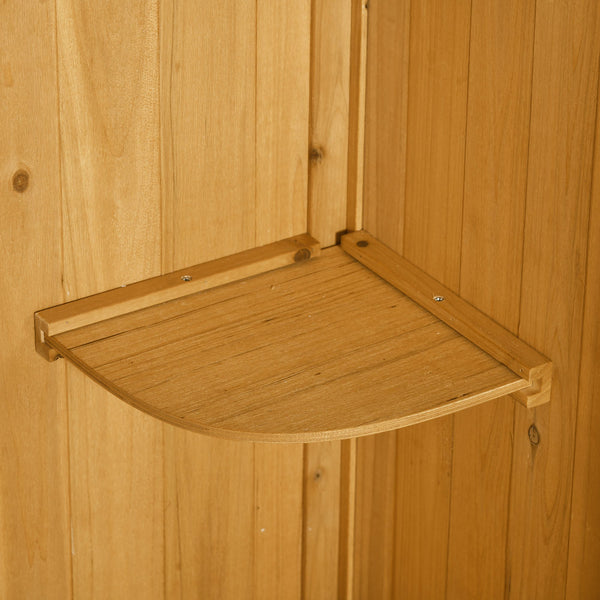 Armoire de jardin extérieur abri de jardin en bois abri pour outils 3 étagères 2 Portes loquets Toit Pente bitumé rangement et stockage extérieurs pour terrasse 77 x 54 x 179 cm jaune