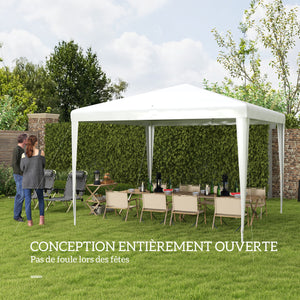 Tonnelle de jardin 3 x 3 m, barnum tente de réception Structure en acier, tissu PE résistant aux UV, pour fêtes et mariages, blanc