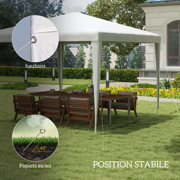 Tonnelle de jardin 3 x 3 m, barnum tente de réception Structure en acier, tissu PE résistant aux UV, pour fêtes et mariages, blanc