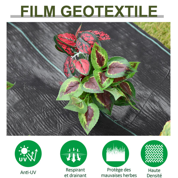 Toiles de paillage - Toile anti mauvaises herbes - toile de paillage anti mauvaises herbes 100 g/m² - indéchirable perméable à l'eau anti UV dim. 50L x 2l m - PP noir vert
