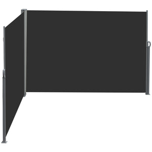 Double Store latéral Brise-Vue paravent rétractable dim. 6L x 1,80H m Polyester Anti-UV Haute densité 180 g/m² Gris et noir