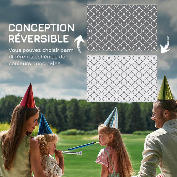Tapis d'extérieur tapis réversible dim. 2,74L x 1,82l m - PP haute densité 310 g/m² gris et blanc