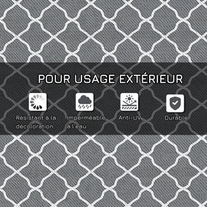 Tapis d'extérieur tapis réversible dim. 2,74L x 1,82l m - PP haute densité 310 g/m² gris et blanc