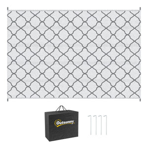 Tapis d'extérieur tapis réversible dim. 2,74L x 1,82l m - PP haute densité 310 g/m² gris et blanc