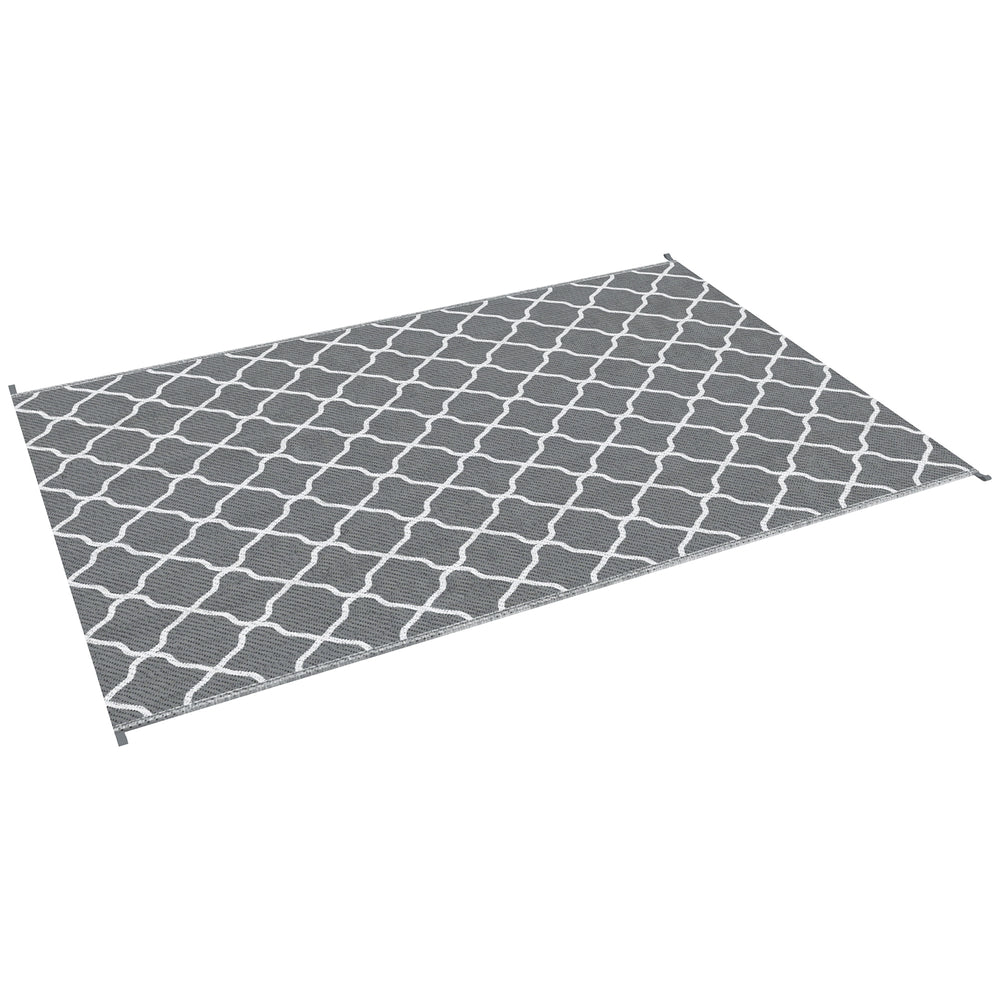 Tapis d'extérieur tapis réversible dim. 2,74L x 1,82l m - PP haute densité 310 g/m² gris et blanc