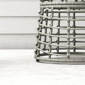 Table basse de jardin, table d'appoint extérieur ronde en résine aspect rotin métal et plateau composite, Ø 45 x 50 cm gris