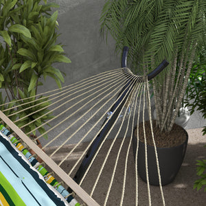 Support Pied de hamac Structure Robuste métal époxy Hauteur réglable 6 Niveaux Noir dim. 290L x 120l x 115H cm