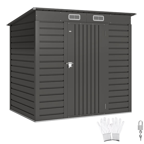 Abri de jardin en métal 2,5 m² facile à monter, cabane de jardin 191x130x183cm structure en acier galvanisé améliorée, cabanon rangement outils gants portes verrouillables 2 aérations, gris