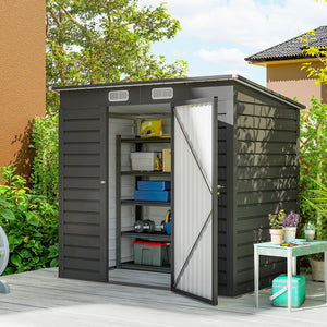 Abri de jardin en métal 2,5 m² facile à monter, cabane de jardin 191x130x183cm structure en acier galvanisé améliorée, cabanon rangement outils gants portes verrouillables 2 aérations, gris