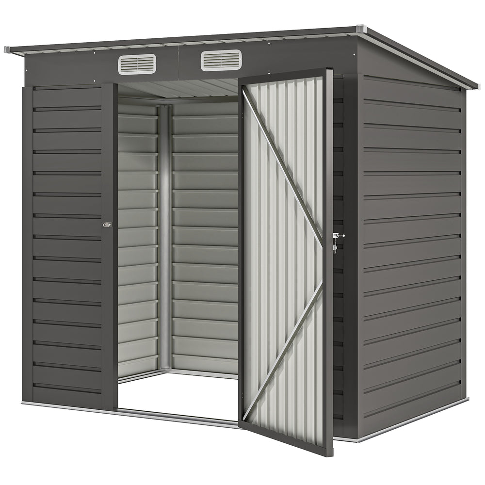 Abri de jardin en métal 2,5 m² facile à monter, cabane de jardin 191x130x183cm structure en acier galvanisé améliorée, cabanon rangement outils gants portes verrouillables 2 aérations, gris