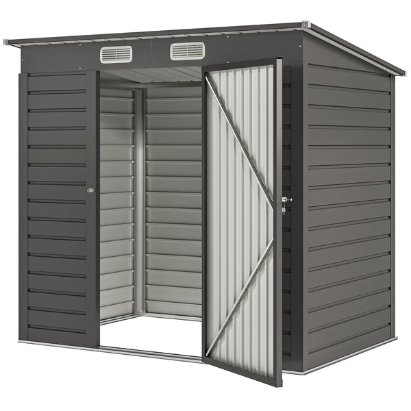 Abri de jardin en métal 2,5 m² facile à monter, cabane de jardin 191x130x183cm structure en acier galvanisé améliorée, cabanon rangement outils gants portes verrouillables 2 aérations, gris