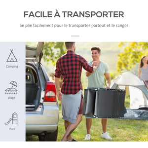 transat Chaise Longue Bain de Soleil Pliable Dossier inclinable Multi-Positions têtière fournie 137L x 64l x 101H cm métal époxy textilène Gris