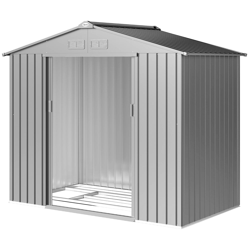 Abri de Jardin 2,5 m² - Remise pour Outils avec Kit de Fondation - Cabanon Porte Verrouillable - Dim. 213L x 130l x 185H cm - Tôle d'Acier Gris