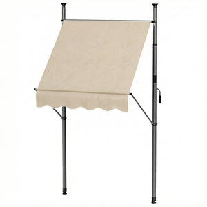 Store banne autoportant manuel auvent rétractable 1,5L x 1,2l x 2,1-3H m inclinaison réglable pour balcon sans trous à percer métal alu polyester sable