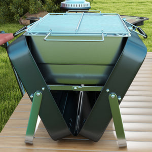 Mini barbecue à charbon BBQ portable avec coque de valise barbecue de table pliable pour jardin, camping, pique-nique, dim. 47L x 30l x 28H cm noir