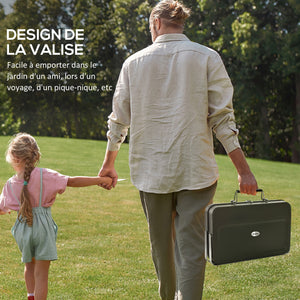 Mini barbecue à charbon BBQ portable avec coque de valise barbecue de table pliable pour jardin, camping, pique-nique, dim. 47L x 30l x 28H cm noir
