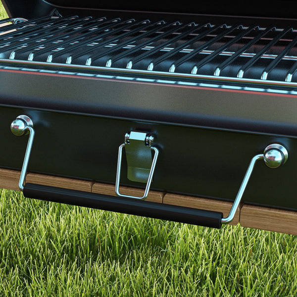 Mini barbecue à charbon BBQ portable avec coque de valise barbecue de table pliable pour jardin, camping, pique-nique, dim. 47L x 30l x 28H cm noir