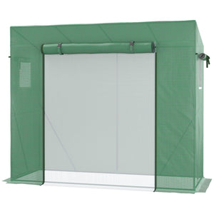 Serre de jardin PE, serre de balcon, bâche renforcée 140 g/m², châssis en acier, porte zippée enroulable, pour légumes plantes fleurs, intérieur et extérieur, 200 x 77 x 169 cm, vert