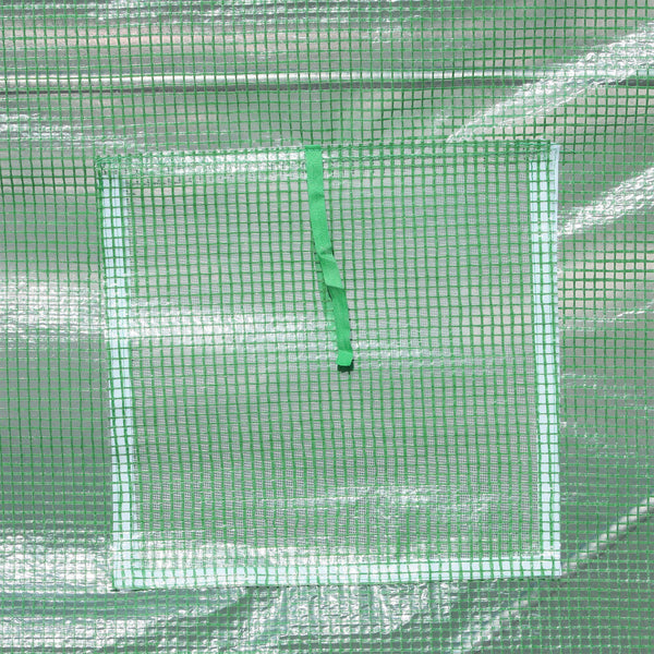 Serre de Jardin Tunnel Surface Sol 6 m² 3L x 2l x 2,10H m châssis Tubulaire renforcé Porte zippée 4 fenêtres enroulables Vert