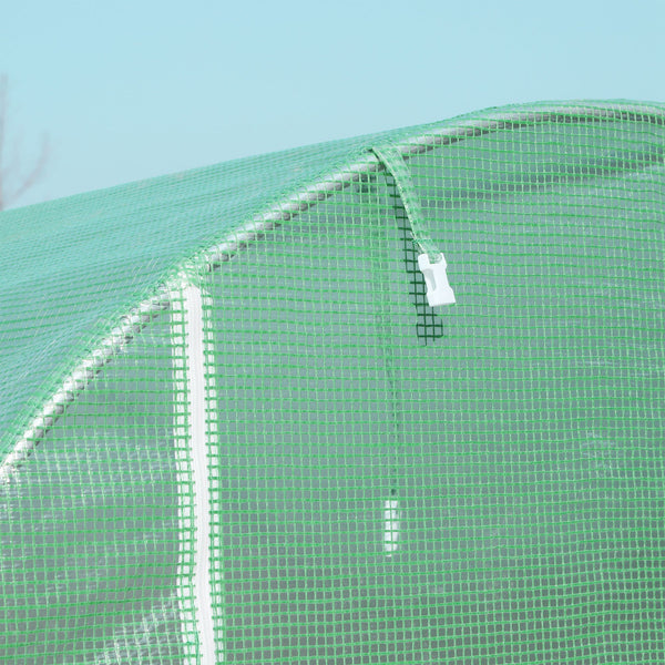 Serre de Jardin Tunnel Surface Sol 6 m² 3L x 2l x 2,10H m châssis Tubulaire renforcé Porte zippée 4 fenêtres enroulables Vert