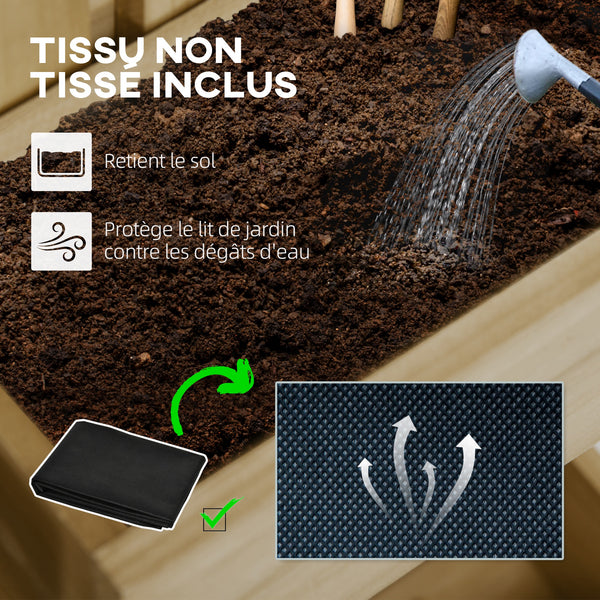 Jardinière murale potager avec 5 bacs treillis en bois massif amovibles, tissu non tissé, 60 x 16 x 100 cm