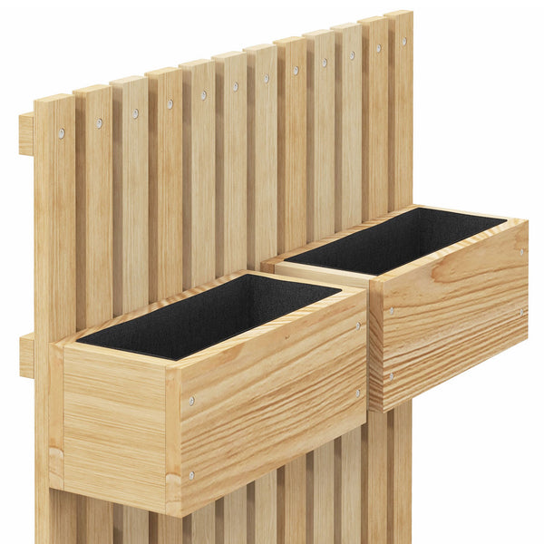 Jardinière murale potager avec 5 bacs treillis en bois massif amovibles, tissu non tissé, 60 x 16 x 100 cm