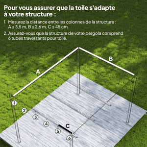 Toile de toit pour pergola tonnelle rétractable de 4 x 3 m - toile uniquement 350 x 260 cm beige