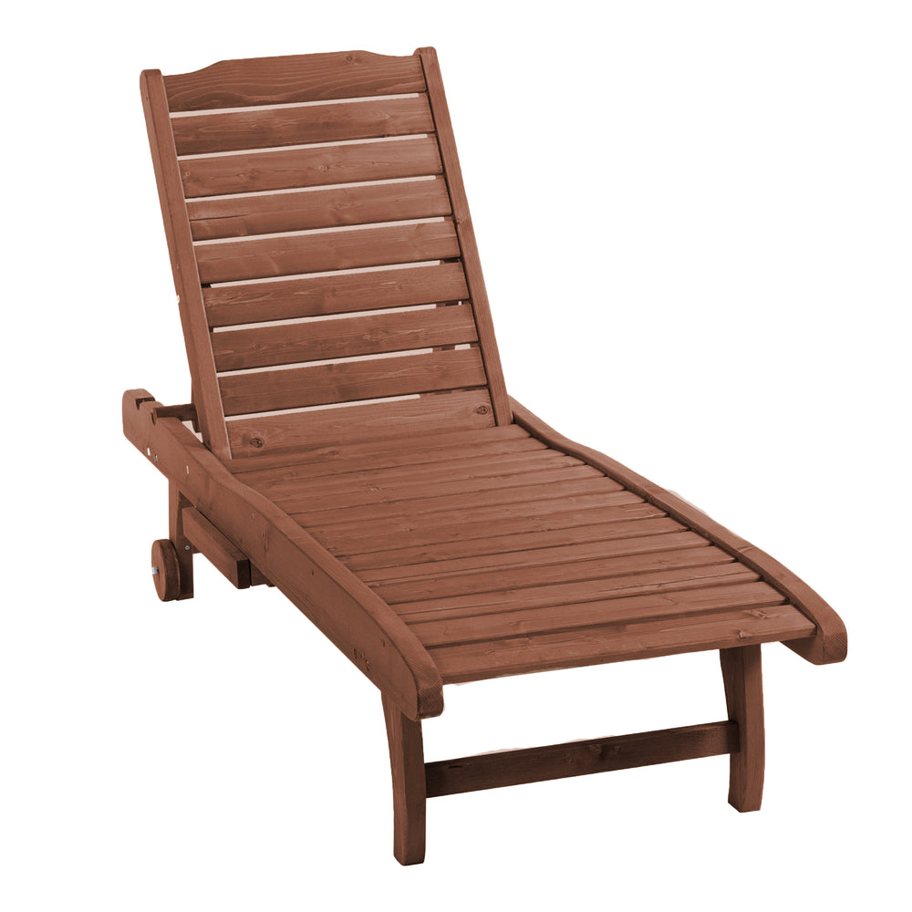 Bain de Soleil transat Style Colonial Dossier réglable 3 Positions roulettes Tablette Support Bois Sapin pré-huilé