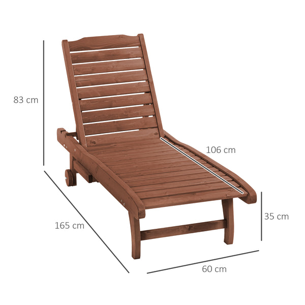 Bain de Soleil transat Style Colonial Dossier réglable 3 Positions roulettes Tablette Support Bois Sapin pré-huilé
