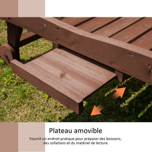 Bain de Soleil transat Style Colonial Dossier réglable 3 Positions roulettes Tablette Support Bois Sapin pré-huilé