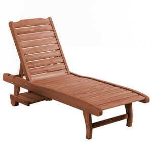 Bain de Soleil transat Style Colonial Dossier réglable 3 Positions roulettes Tablette Support Bois Sapin pré-huilé