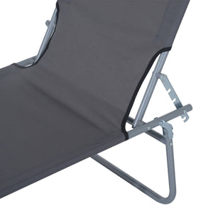 Transat Bain de Soleil Pliable Chaise Longue Pliante Grand Confort Dossier Inclinable Multi-positions et Pare-Soleil réglable Dim. 187L x 58l x 36H cm gris