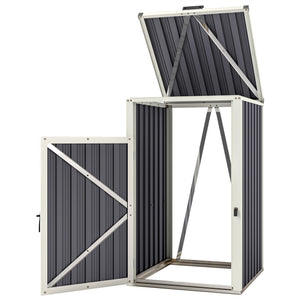 Abri pour 1 poubelle 240L, cache poubelle extérieur, porte avec poignée, couvercle relevable à 180°, acier galvanisé, 73 x 81 x 122 cm, gris foncé