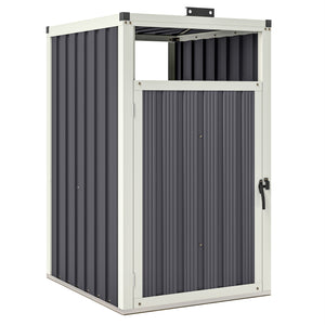 Abri pour 1 poubelle 240L, cache poubelle extérieur, porte avec poignée, couvercle relevable à 180°, acier galvanisé, 73 x 81 x 122 cm, gris foncé