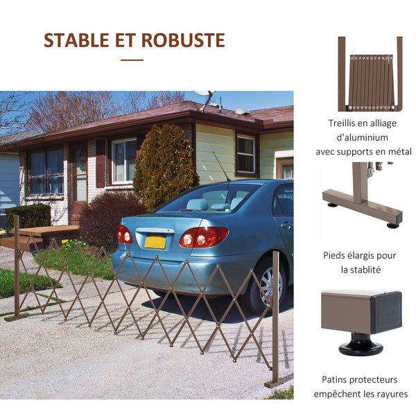 Barrière Extensible rétractable barrière de sécurité 300L x 31l x 104H cm alu métal Chocolat