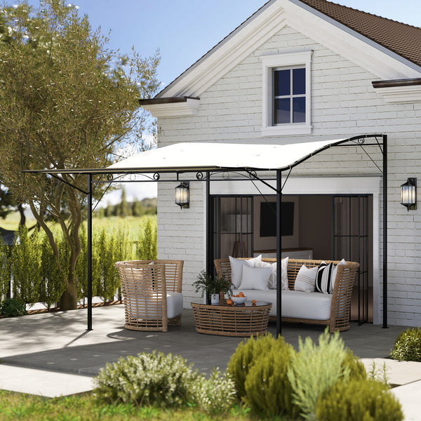 Pergola tonnelle de jardin avec auvent réglable acier polyester haute densité crème