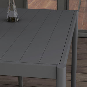 Table de jardin rectangulaire pour 6 personnes plateau en aluminium table de salle à manger extérieur plateau à lattes dim. 145L x 90l x 74H cm gris